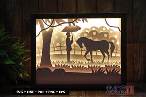 Young Boy With Horse Shadow Box 8x10 Rectangle