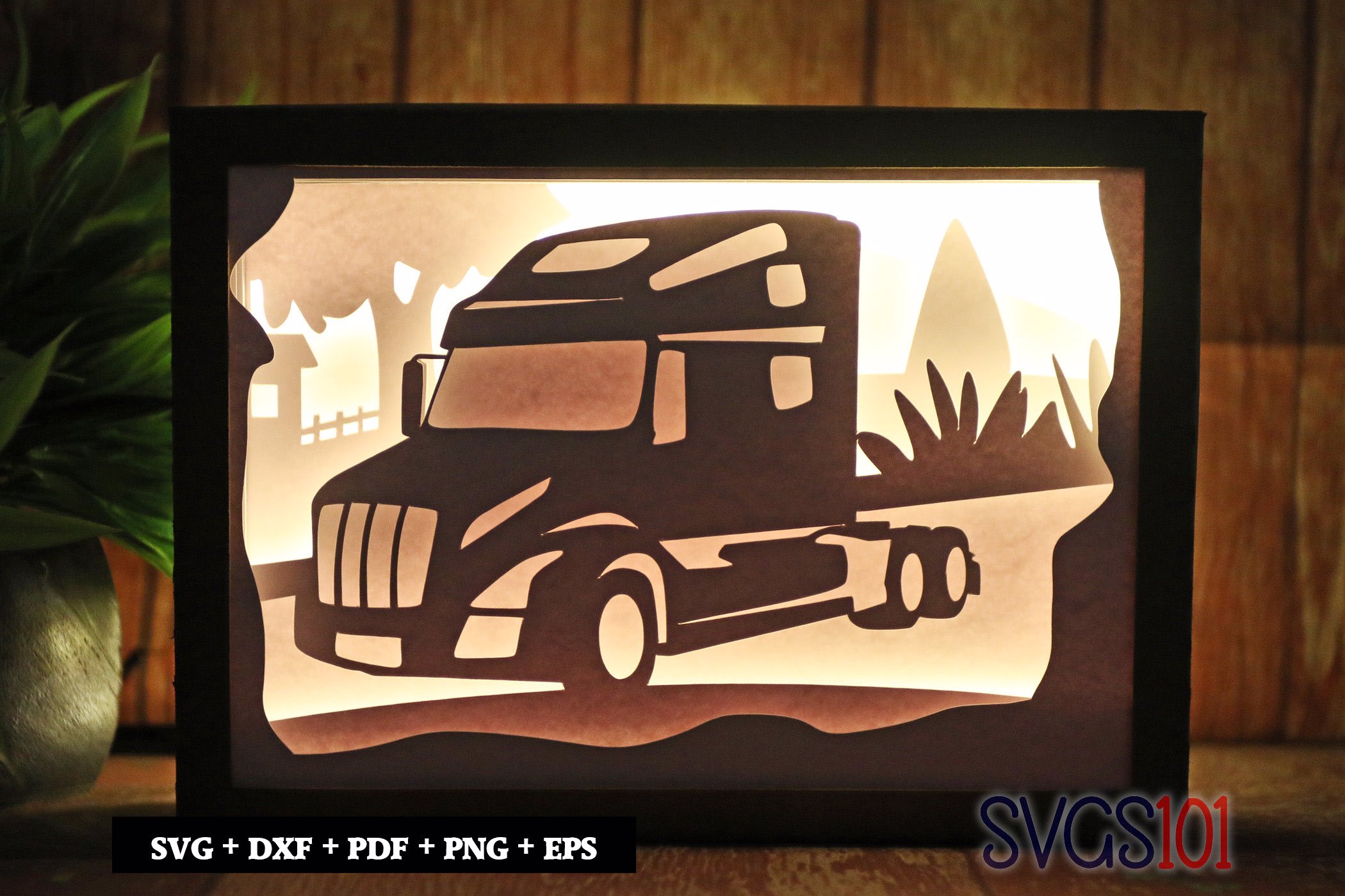 Transport Truck DIY Shadow Box Light Box 5x7