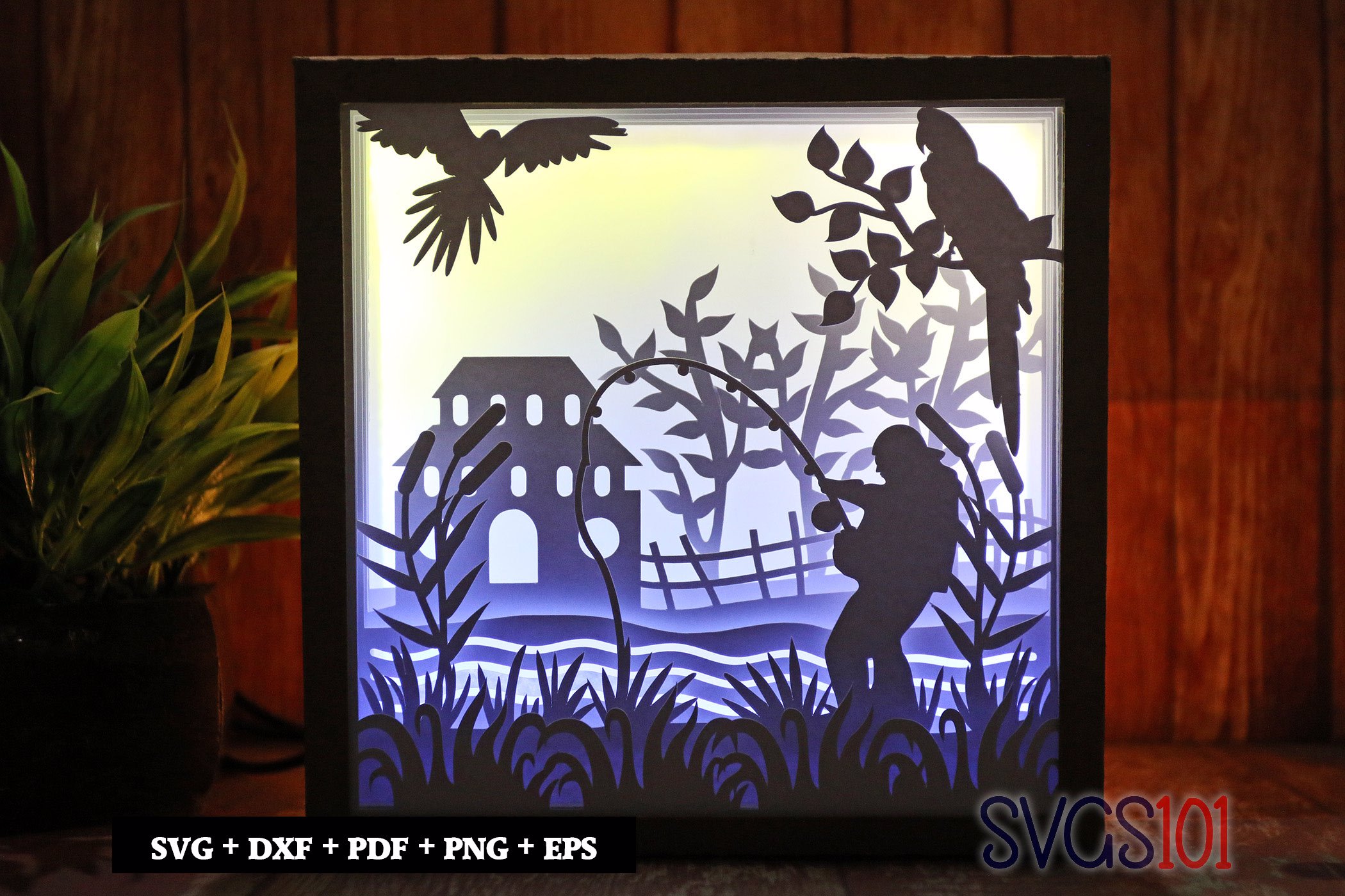 Fishermen DIY Shadow Box Light Box 8x8, 12x12