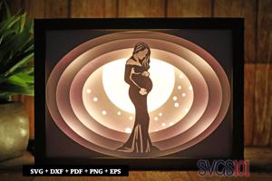 Pregnant Women Pose Paper 3D Shadow Box SVG 5x7