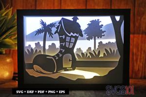 Shoe House with Nature Shadow Box 5x7 Rectangle