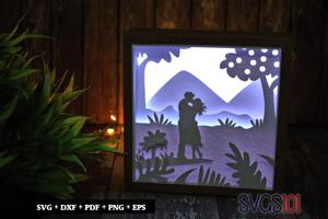Couple Kissing DIY Shadow Box Light Box 8x8, 12x12