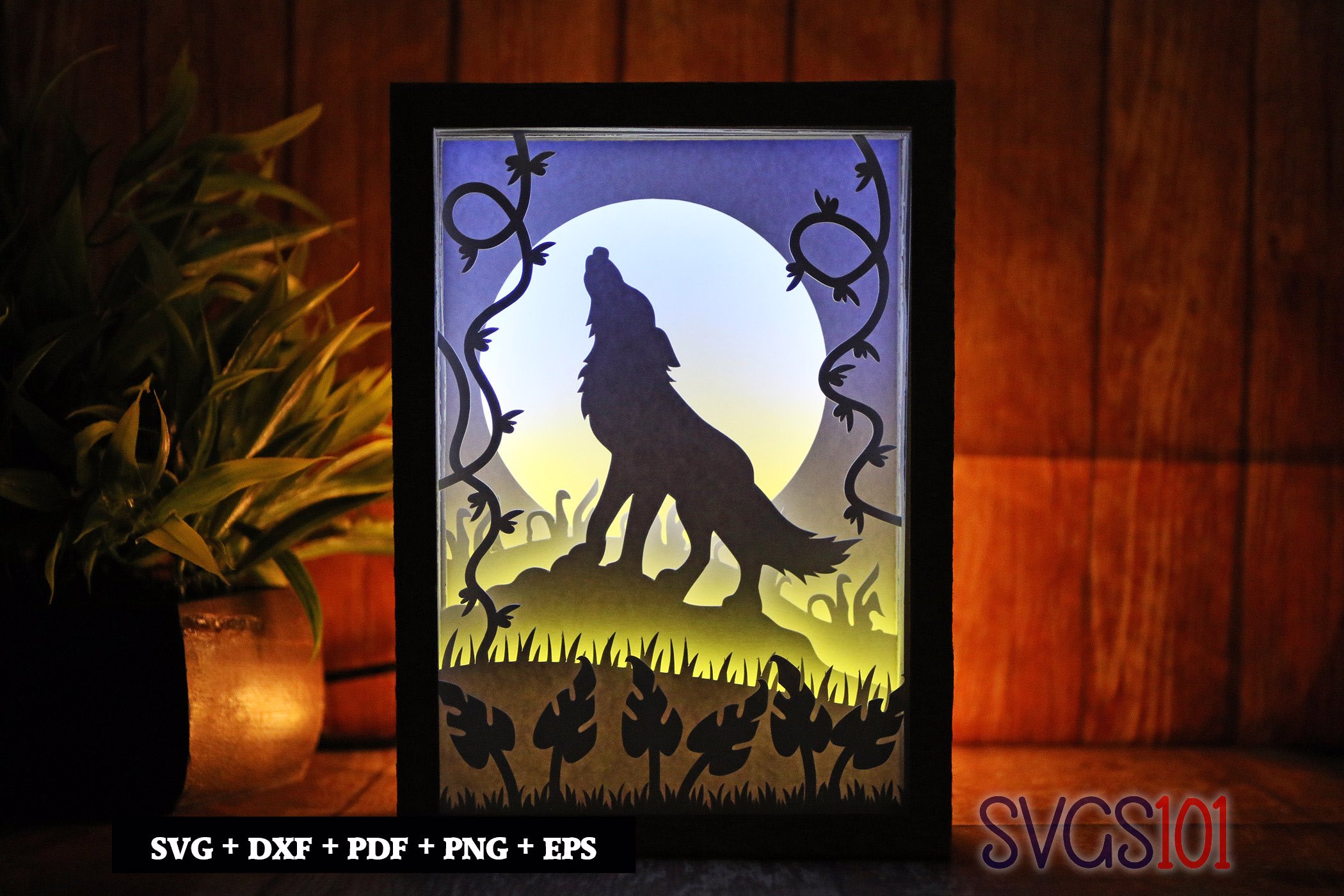 Warewolf Howling DIY Shadow Box Light Box 5x7