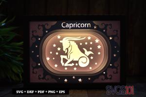 Capricorn Zodiac Sign Paper 3D Shadow Box SVG 5x7