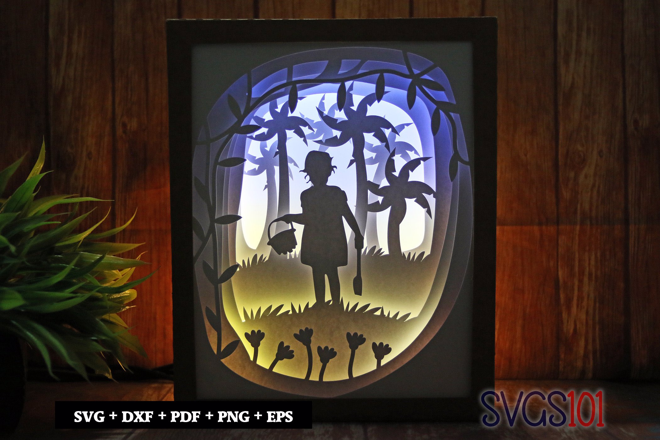 Little Girl in Garden DIY Shadow Box Light Box 8x10