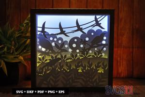 Crow Bird DIY Shadow Box Light Box 8x8, 12x12