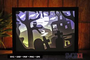 Halloween Scenery Light Box SVG 5x7 Landscape