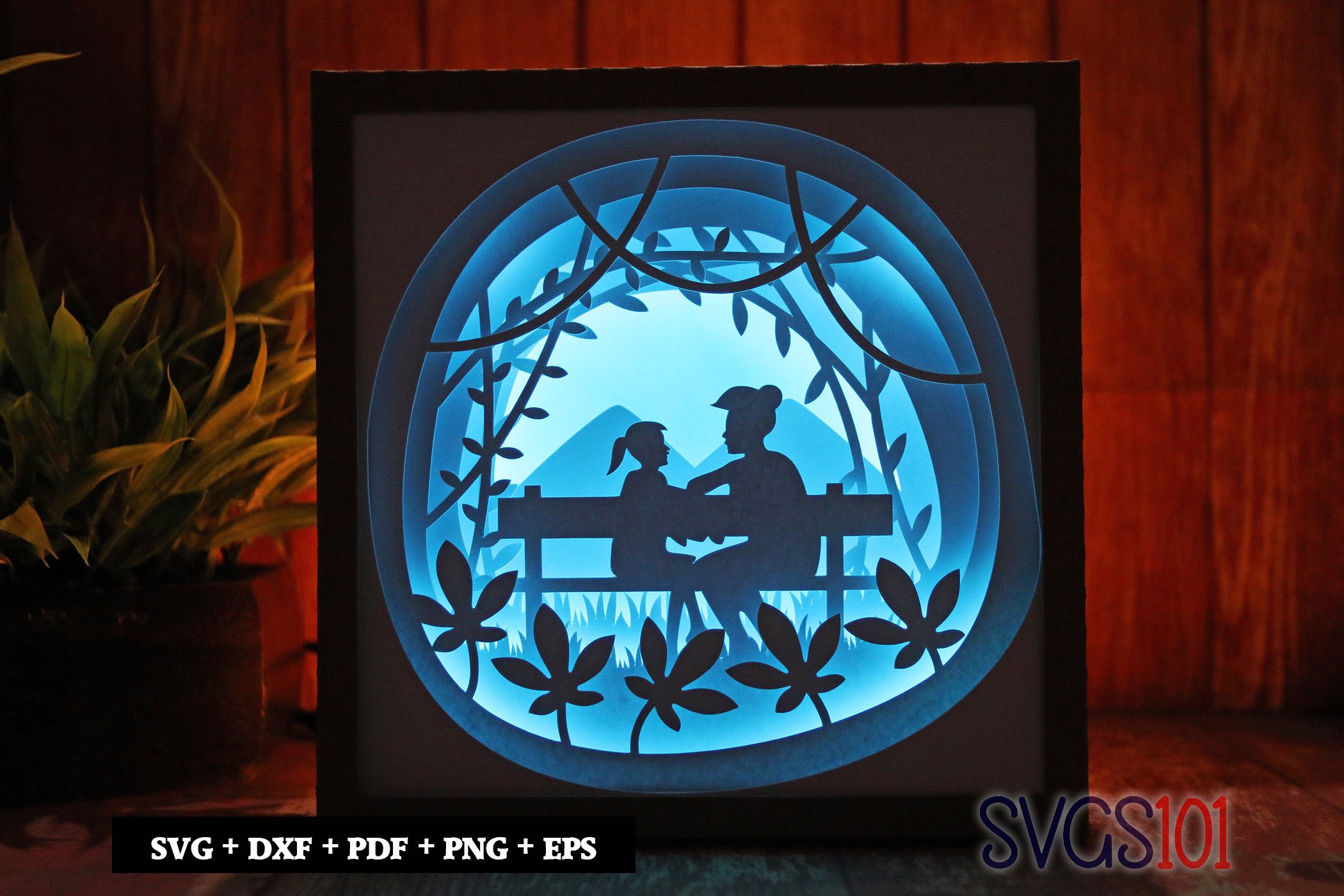 Mom And Baby in Park LED Light Box Shadow Box Square 8x8, 12x12