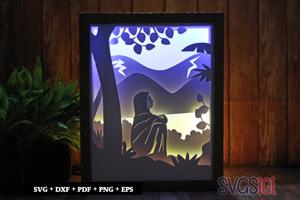 Alone Girl Sitting DIY Shadow Box Light Box 8x10