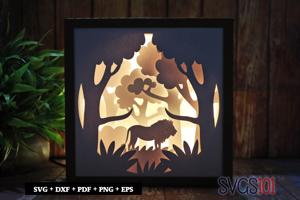 Lion in Jungle Shadow Box Light Box 8x8, 12x12