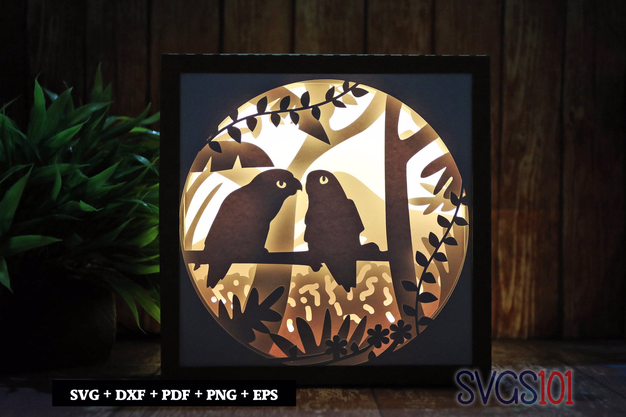 Love Birds DIY Shadow Box Light Box 8x8, 12x12