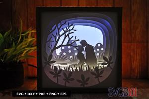 Beautiful Pair of Girl and Boy Square Shadow Box SVG 8x8 10x10 12x12