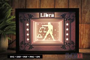 Libra Zodiac Sign Shadow Box 5x7 Rectangle