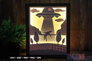 Alien and Space Ship DIY Shadow Box Light Box 8x10