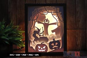 Horrifying Halloween Pumpkins DIY Shadow Box Light Box 8x10