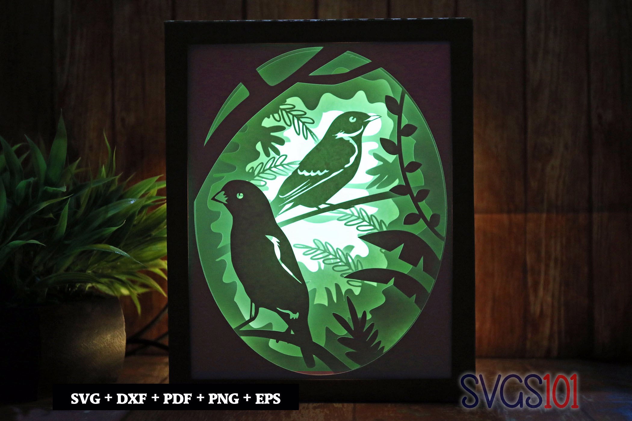 Cute Birds Shadow Box SVG 8x10