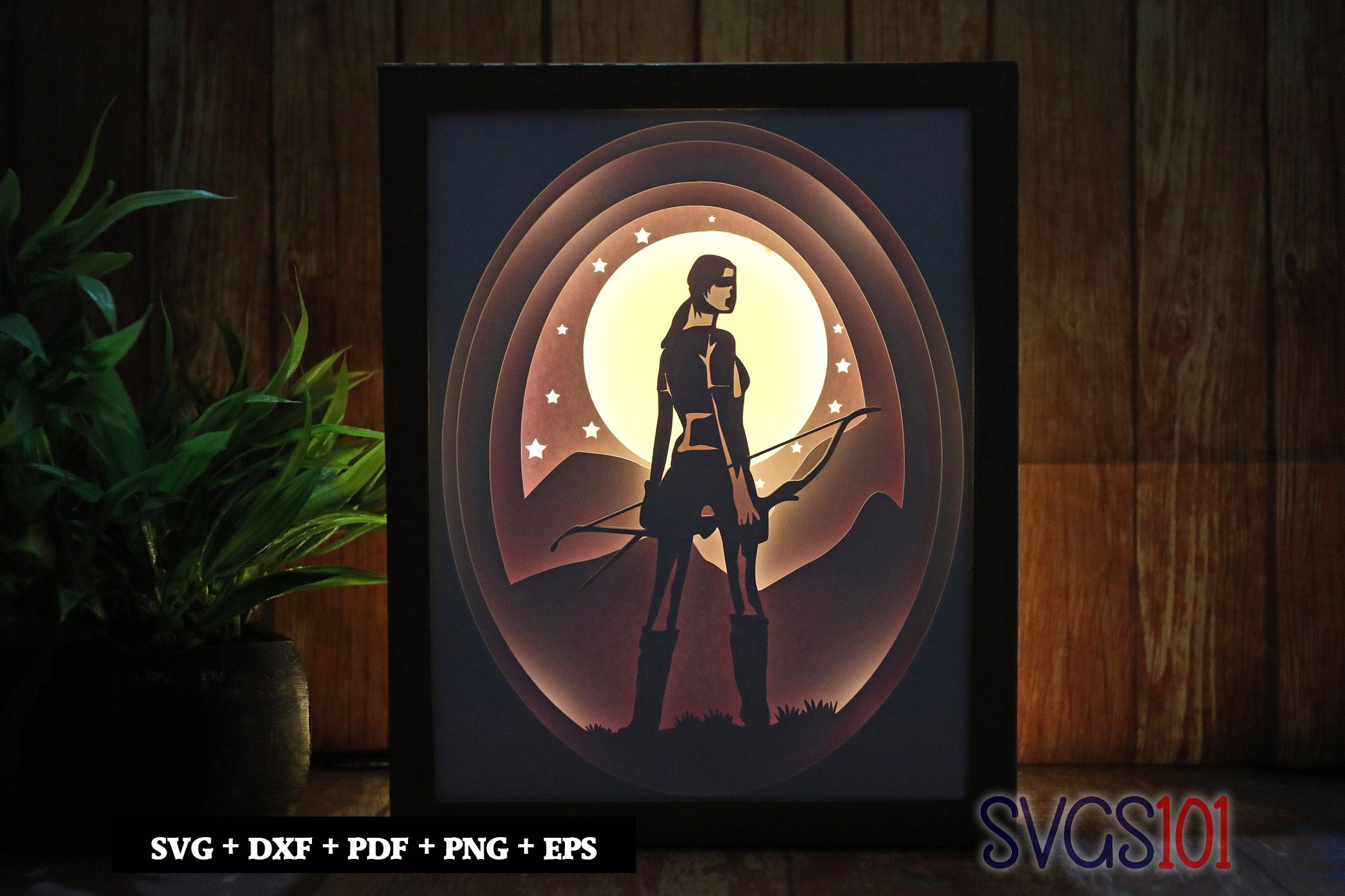 Girl With Cross Bow DIY Shadow Box Light Box 8x10