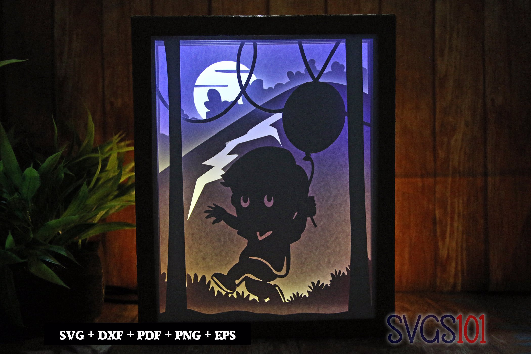 Happy Boy with Balloons Shadow Box 8x10 Rectangle