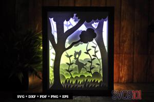 Deer in Jungle Paper 3D Shadow Box SVG 8x10