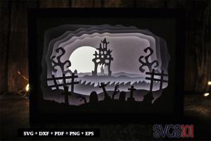 Scary Haunted House Shadow Box SVG 5x7