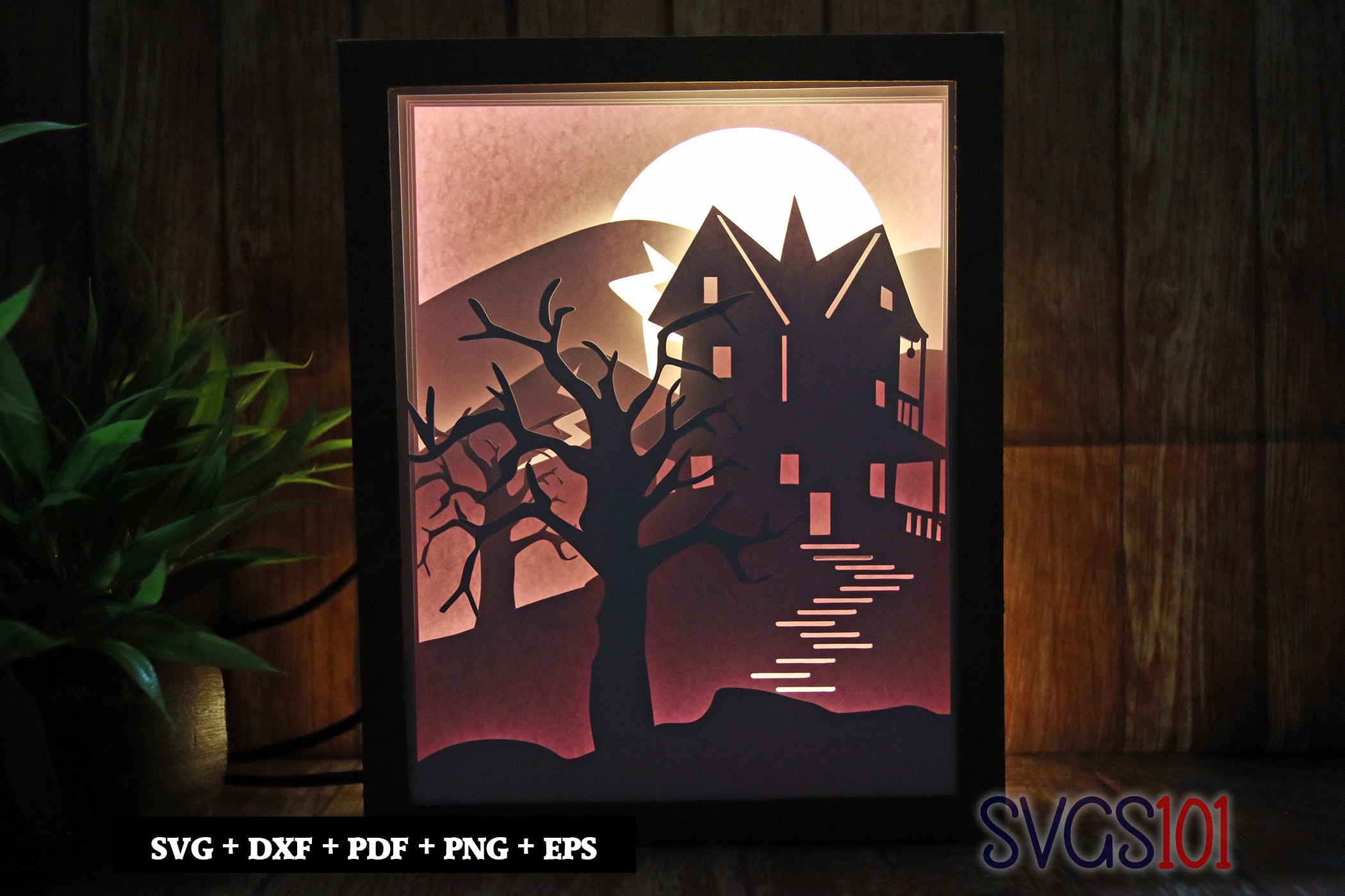 Haunted House Shadow Box 8x10 Rectangle