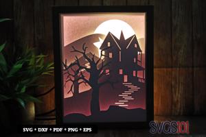 Haunted House Shadow Box 8x10 Rectangle