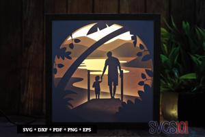 Father and Son DIY Shadow Box Light Box 8x8, 12x12