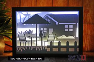 Vacation Resort House DIY Shadow Box Light Box 5x7
