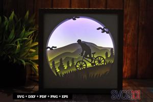 Bike Rider Shadow Box Light Box 8x8, 12x12