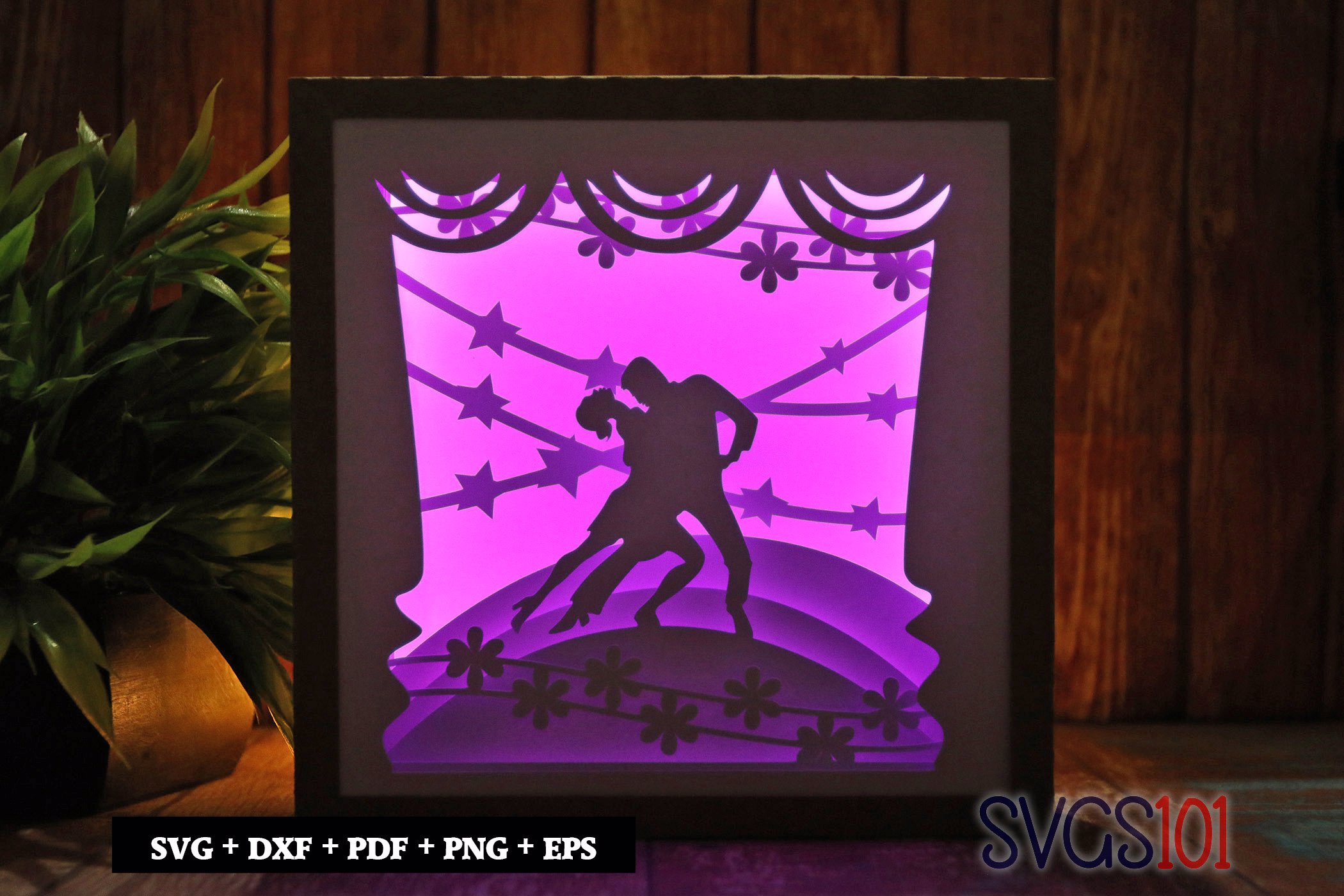 Dancing Couple Square Shadow Box SVG 8x8 10x10 12x12