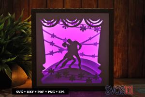 Dancing Couple Square Shadow Box SVG 8x8 10x10 12x12