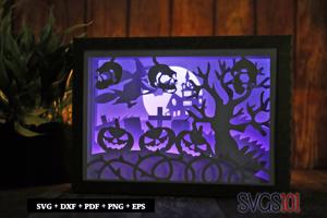 Scary Haunted Halloween House Shadow Box SVG 5x7