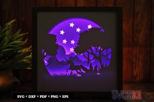 Unicorn in Jungle Paper 3D Shadow Box SVG 8x8 12x12