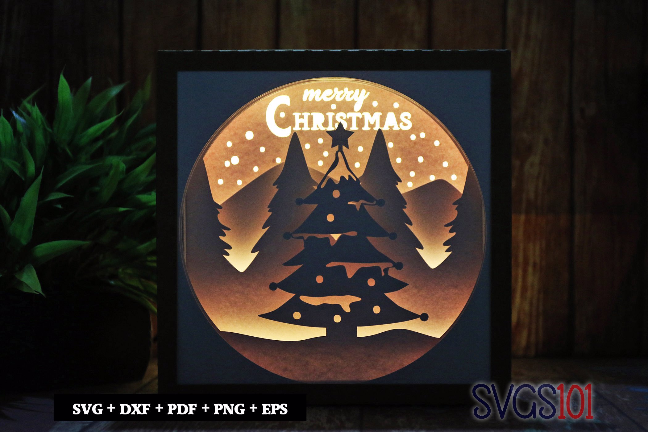 Merry Christmas Square Shadow Box SVG 8x8 10x10 12x12