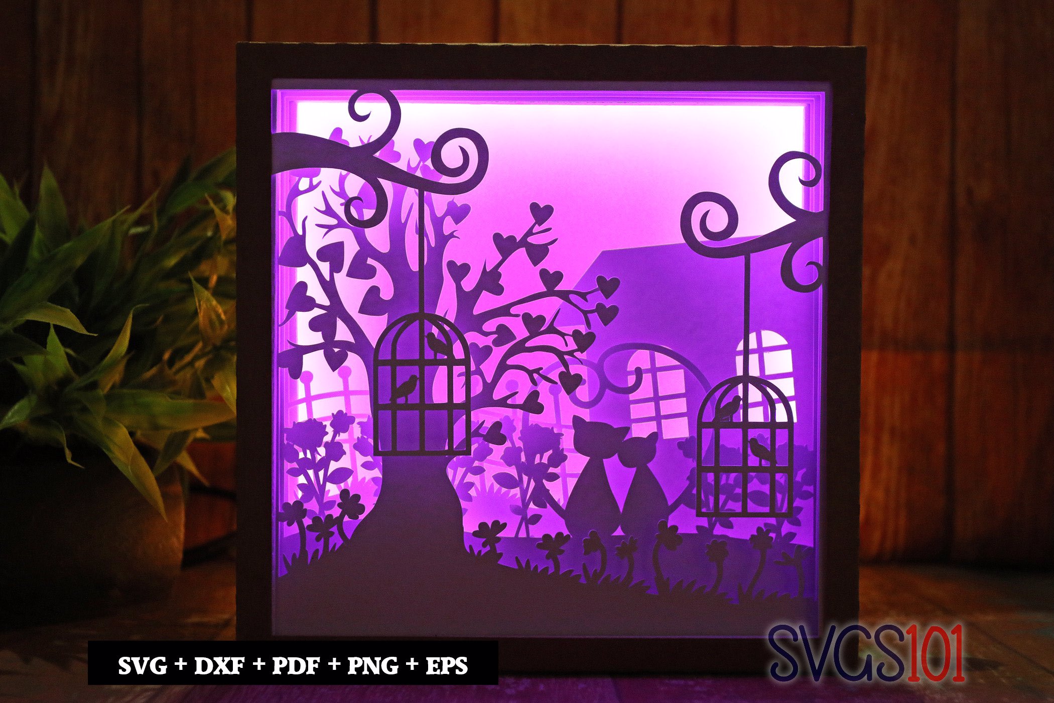 Cats in Love DIY Shadow Box Light Box 8x8, 12x12