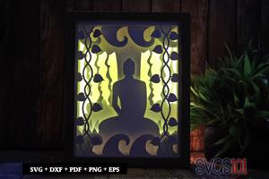 Buddha in meditation Shadow Box SVG 8x10