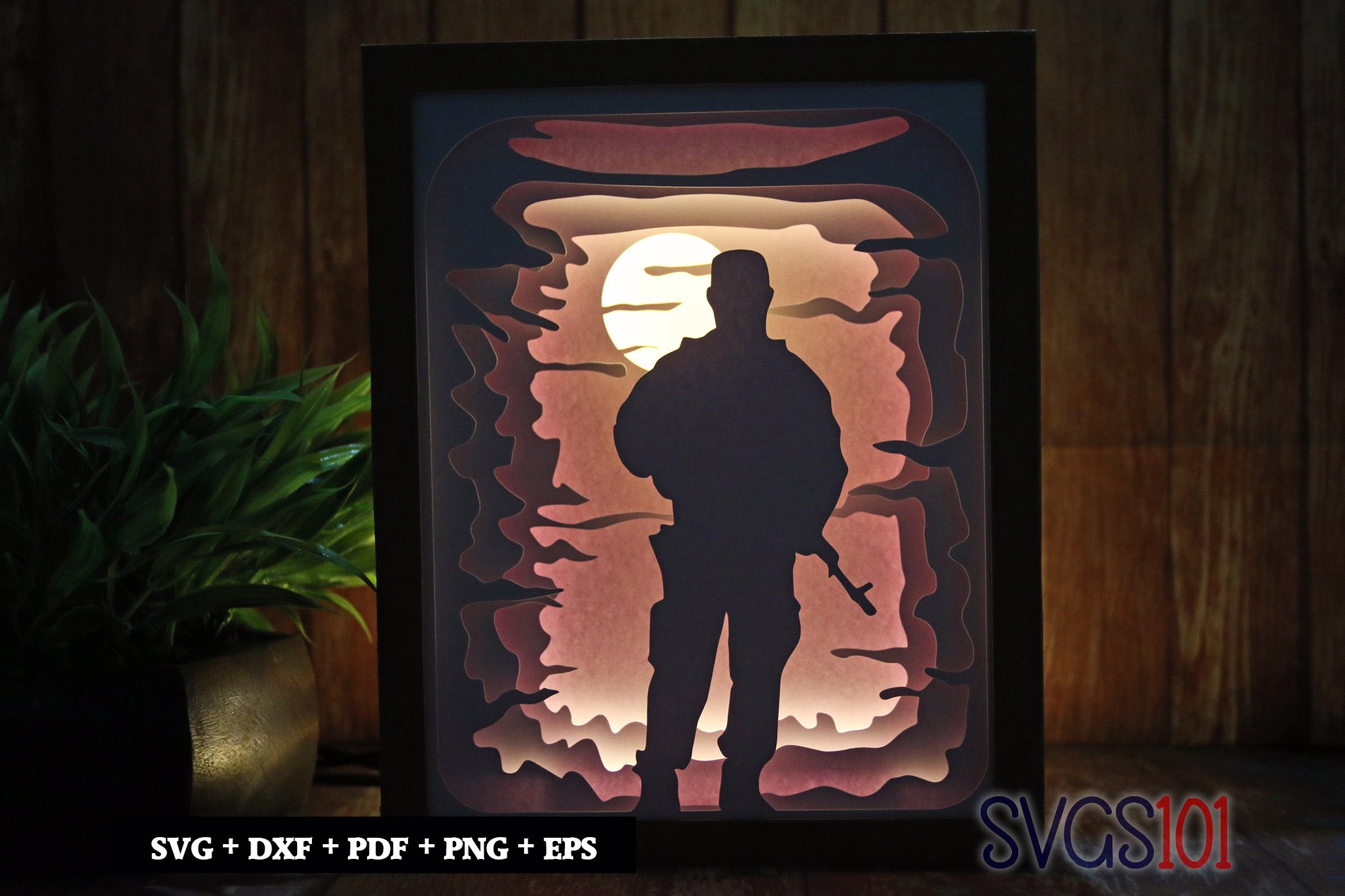 Army Soldier DIY Shadow Box Light Box 8x10