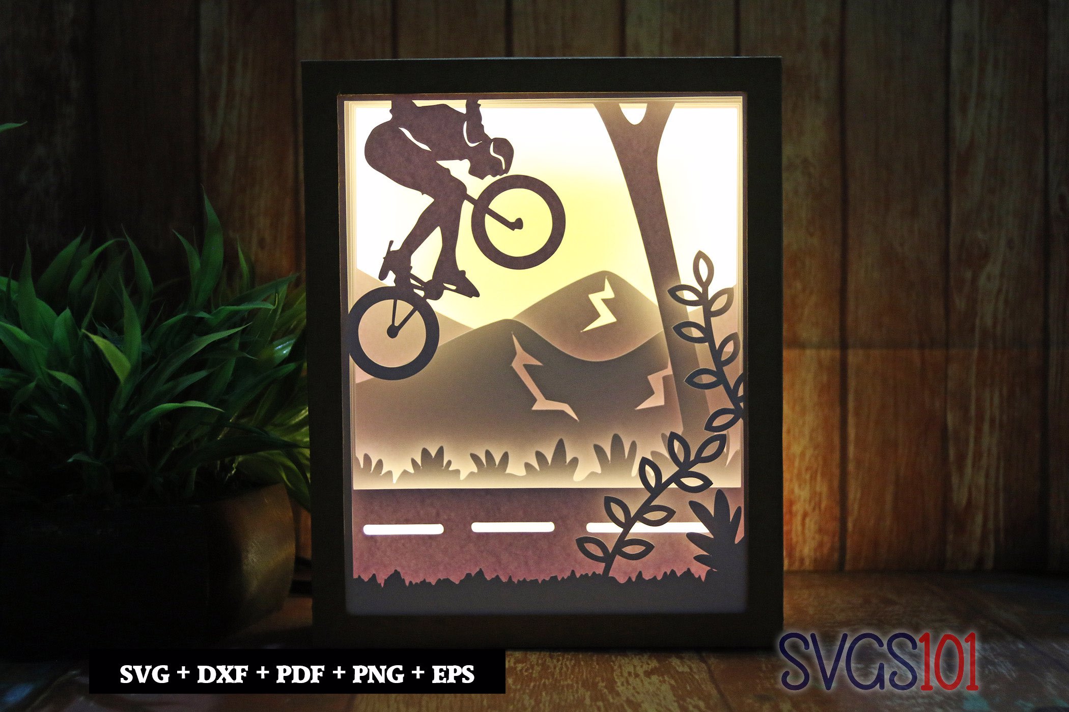 Bicycle Stunt Light Box SVG 8x10 Portrait