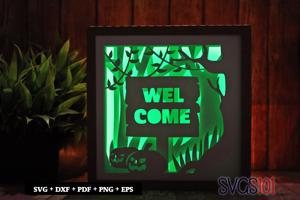 Halloween Welcome Sign Square Shadow Box SVG 8x8 10x10 12x12