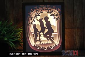 Happy Family Paper 3D Shadow Box SVG 8x10