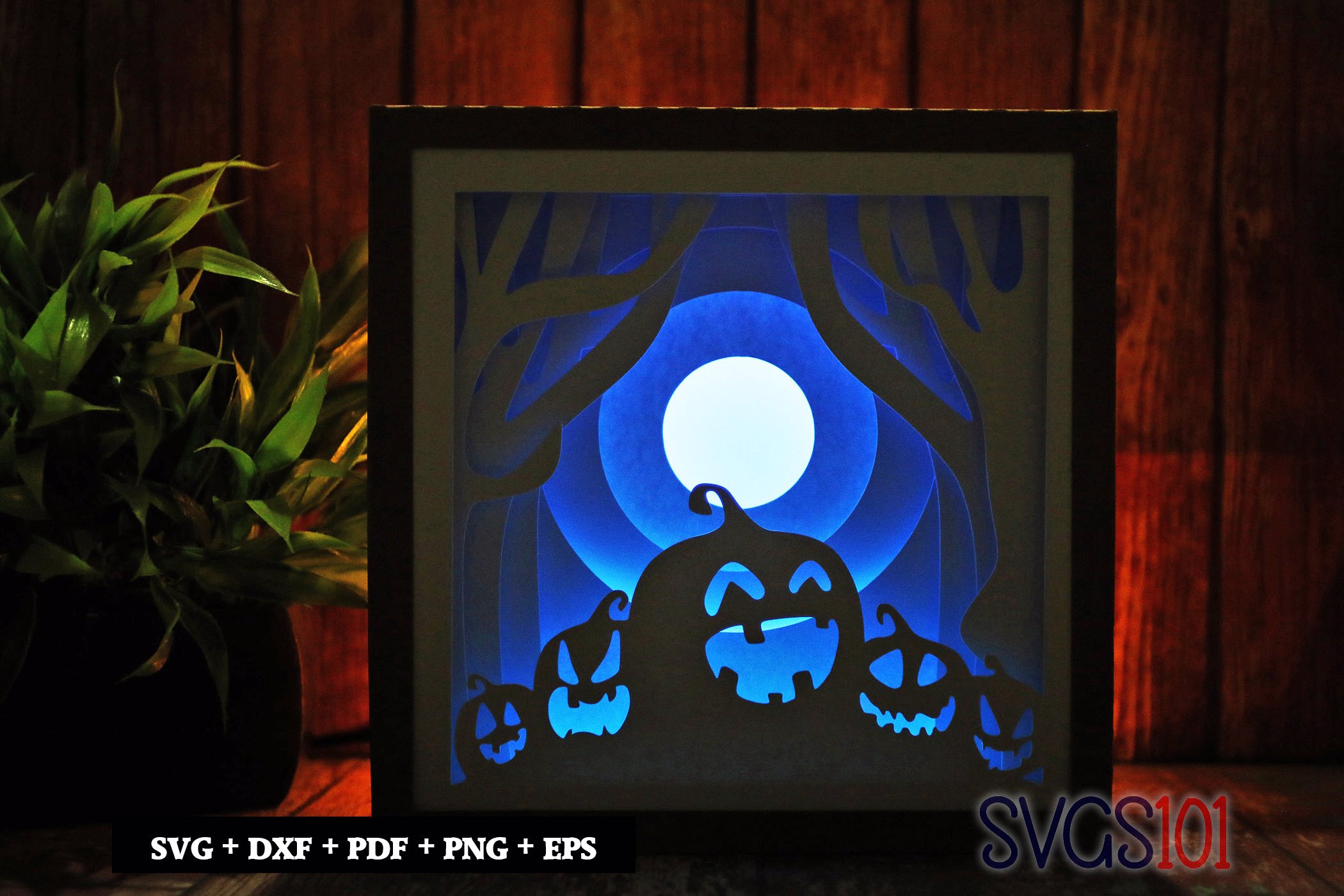Halloween Pumpkins Square Shadow Box SVG 8x8 10x10 12x12