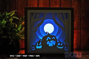 Halloween Pumpkins Square Shadow Box SVG 8x8 10x10 12x12