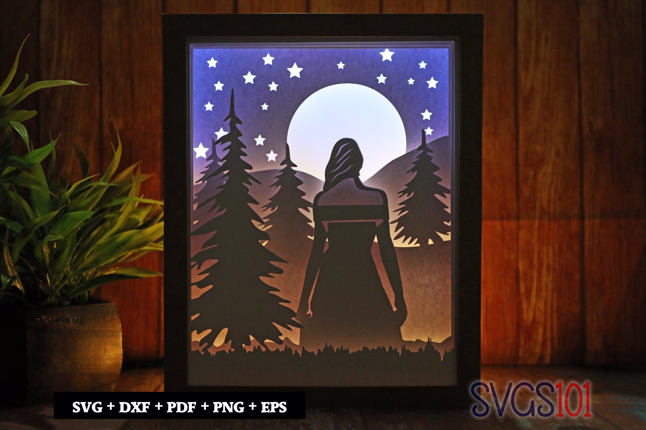 Girl Starring at Mountains DIY Shadow Box Light Box 8x10