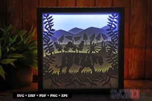 Tiger in Jungle DIY Shadow Box Light Box 8x8, 12x12