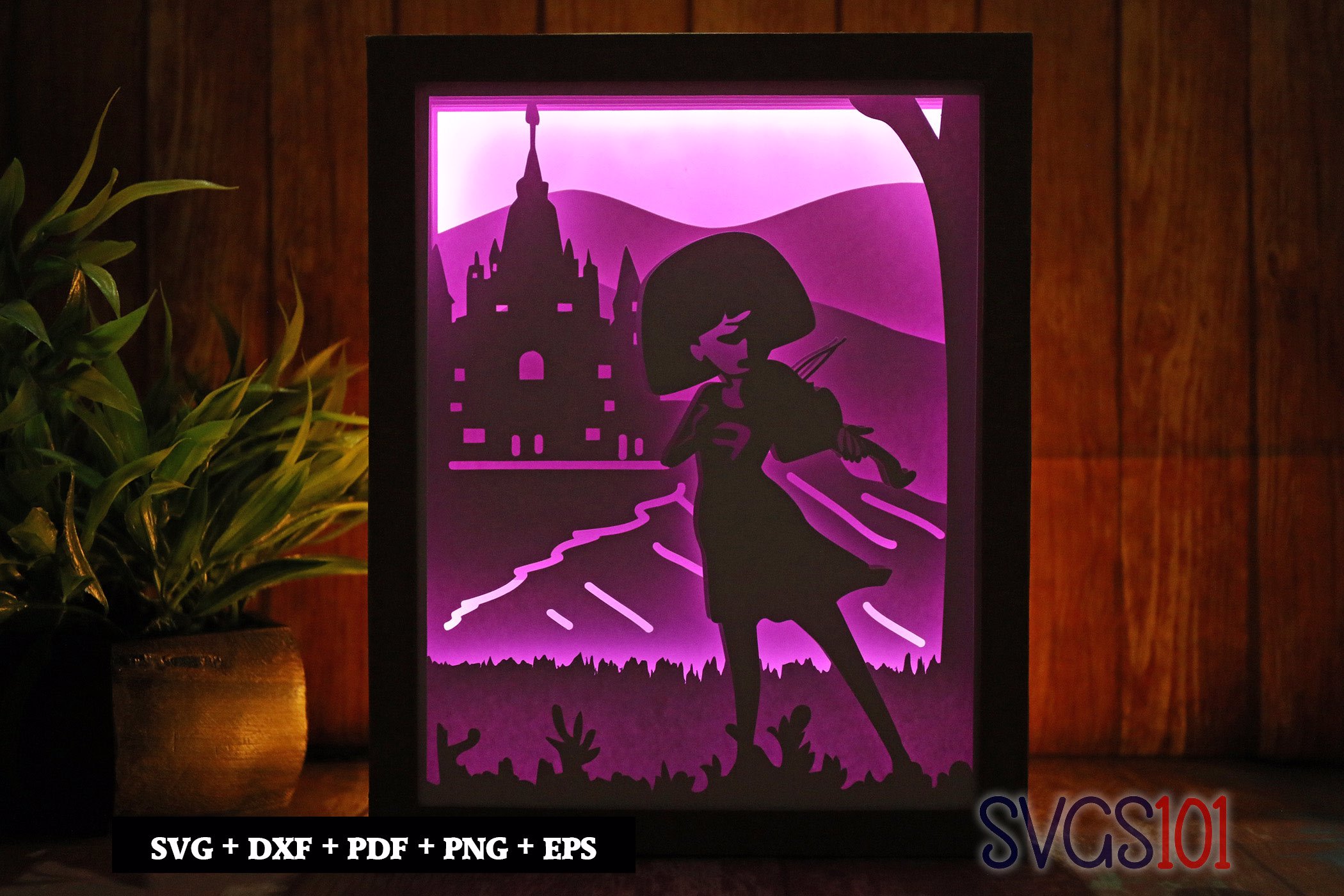 Girl Playing Violin Paper 3D Shadow Box SVG 8x10