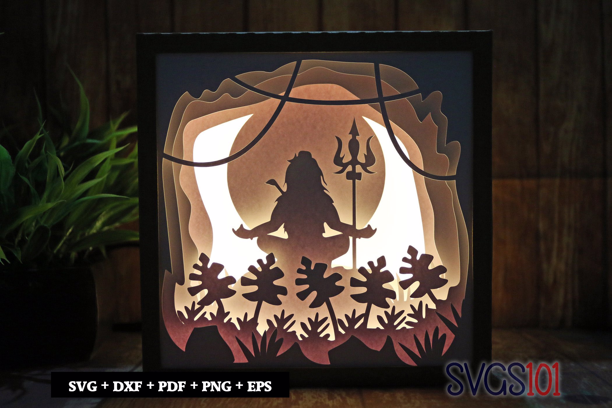 Aadi Dev Shiva Square Shadow Box SVG 8x8 10x10 12x12