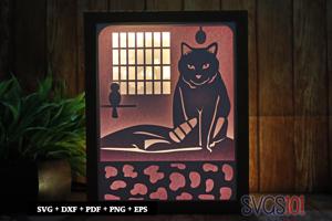 Cat in Room DIY Shadow Box Light Box 8x10