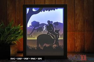 Girl Riding Horse Shadow Box SVG 8x10
