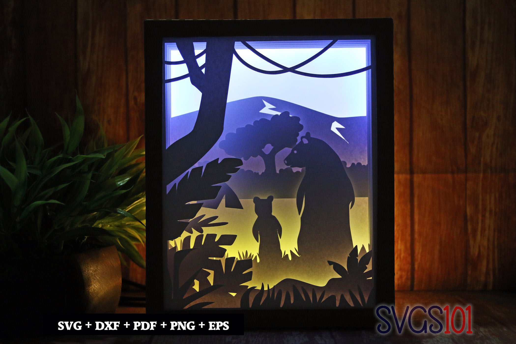 Bear Family Shadow Box 8x10 Rectangle