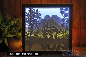 Styracosaurus Dino DIY Shadow Box Light Box 8x8, 12x12